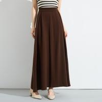 AMII 2025春秋洋气捏褶A字半身裙女式休闲百搭优雅针织长裙半截裙