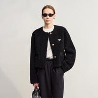 AMII 2025轻奢短款麂皮底外套冬季女