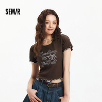 森马 出游季|森马短袖T恤女短款设计感镂空辣妹2025夏新款印花