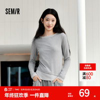 森马 长袖T恤女不对称假两件2025秋季新款小心机修身拼色衣服百搭