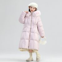 贝田 2025新款冬季女童长款棉服儿童棉袄洋气加厚冬装过膝棉衣大童外套
