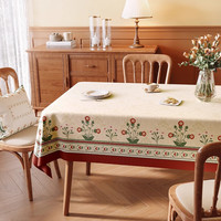 茗芮居 美式长方形桌布 高端 2米 免洗防油 欧式防水隔热桌布 复古桌布 餐厅用 60*120CM