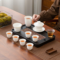 苏氏陶瓷羊脂玉白瓷功夫茶具套装悬停盖碗茶盘茶具家用办公平价款