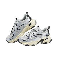 斯凯奇（Skechers）男鞋黑色老爹鞋复合底系带透气跑步鞋232490 灰色/银色/GYSL 42.5