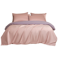 吉庭 60支轻奢床上用品四件套纯棉全棉贡缎床单被套四件套 风信紫1.5/1.8m床单款 风信紫配暖心粉