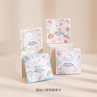 嫚熙黑白卡片婴儿早教卡0-3岁宝宝视觉激发卡玩具追视闪卡彩色 视觉激发卡4本/套【1本20张/4本共80张】