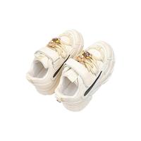 温小影秋季小孩儿童老爹鞋男童运动鞋女童皮面跑步鞋中小童学步鞋潮 黑色 27 内长16cm