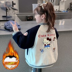 淘麦麦 女童外套秋冬款2025新款儿童洋气时髦加绒加厚棒球服女孩冬装上衣