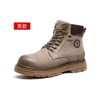 【王俊凯同款】骆驼 CAMEL马丁靴男鞋冬2025男生增高加绒户外大黄靴 G15W076038T 米灰 37