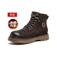 【王俊凯同款】骆驼 CAMEL马丁靴男鞋冬2025男生增高加绒户外大黄靴 G15W076038R 咖啡【加绒】 43