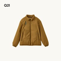 Q21儿童纯色棉服秋冬休闲立领上衣男女童加厚保暖夹棉外套 金咖黄