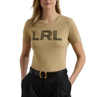 RALPH LAUREN 女士徽标棉质平纹针织T恤