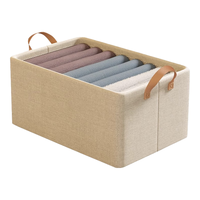 友纳 Youna衣服收纳箱家用大容量衣柜分层整理盒放衣服裤子折叠储物柜筐 灰色-大号【40*27*21】 买一发七