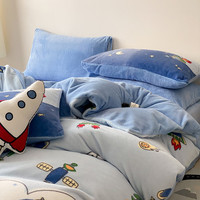 多喜爱家纺牛奶绒被套 单件法兰绒被套秋冬加厚被套宿舍单件绒被罩 遨游时空绒被套 1.2米床 152cm*218cm