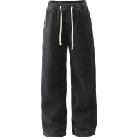 gxgjeans 美式加绒简约水洗宽松直筒牛仔裤 25冬新品 黑灰