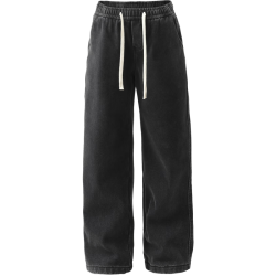 gxgjeans 美式加绒简约水洗宽松直筒牛仔裤 25冬新品 黑灰