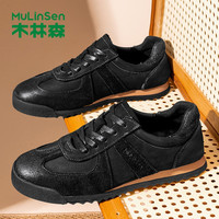 木林森 德训鞋男2025新款秋季男鞋头层牛皮休闲板鞋运动复古潮鞋男