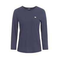 EA7 【舒适简约】女式百搭亲肤棉麻鹰标logo内搭运动长袖T恤