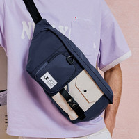 Champion 冠军多口袋工装斜挎包夏季休闲运动包男女单肩包胸包大容量腰包 藏蓝 均码