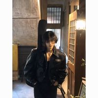 皮衣外套男女高级感秋冬季痞帅猎装夹克复古骑行服