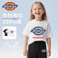 Dickies印花清仓短袖男童女童T恤上衣柔软t恤可爱风中大童白色