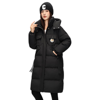 雪中飞长款羽绒服女士2025可脱卸帽子潮流时尚通勤保暖外套30850 黑色 M (165/88A)
