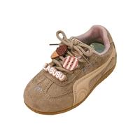 温小影女童鞋子2025秋季儿童轻便软底运动鞋百搭板鞋女孩百搭阿甘鞋 卡其色雪纺结KT/10 37