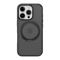ROCK/洛克 防摔全包 iPhone16 Pro手机壳 Magsafe磁吸旋转支架 铝合金半透 PC+TPU+铝合金 黑色