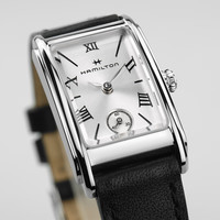 汉米尔顿 女士石英表 经典小方表 银盘黑色皮带