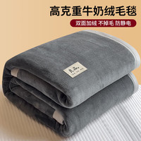 浪莎 牛奶绒床单冬季单件加绒毛毯床垫太空灰 -双人床 180cm*200cm