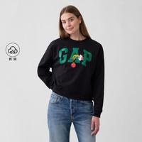 Gap 女装2025冬季款logo印花宽松圆领抓绒长袖卫衣美版784241