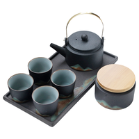 苏氏陶瓷 千里江山 提梁茶壶茶具套装 7件套