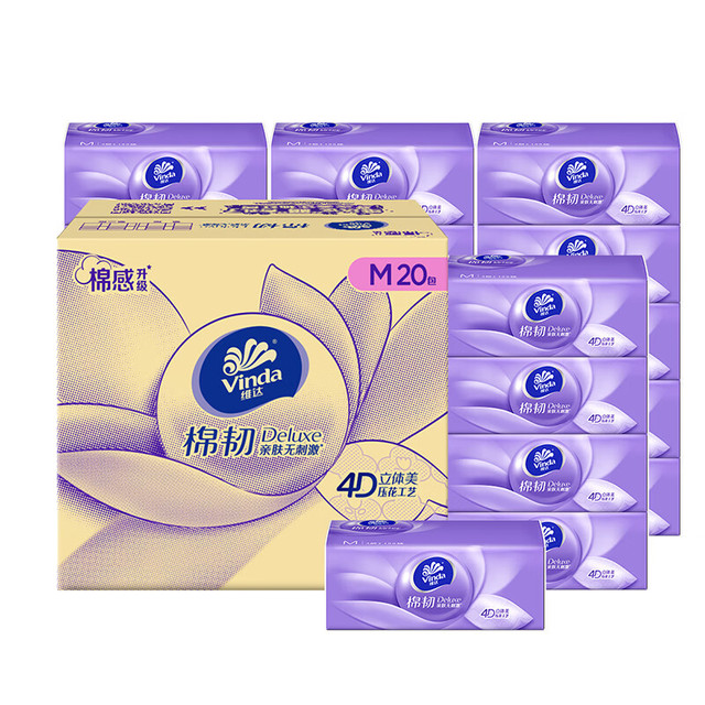 维达 棉韧系列 抽纸  M码 3层*100抽*60包