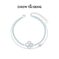 周大生 幸运燕四叶草双层手链女纯银 女神节礼物