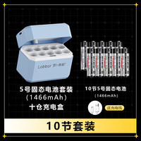 罗卜微能5号7号固态锂电池充电仓1.5V大容量快速充电套装10仓10粒适用门锁麦克风游戏手柄相机闪光灯血压计 5号10仓10电池快充套装【蓝色-送充电线】
