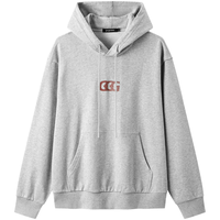 gxgjeans男装 多色潮流字母美式复古宽松连帽卫衣 25秋 灰色 L (175)