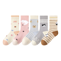 棉竹屋袜子女秋冬季中筒袜加绒加厚保暖抗菌棉袜居家睡眠全毛圈长袜5双