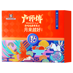 卢师傅 月饼礼盒团圆福礼6味12饼椰蓉巧克力五仁黑芝麻红枣红豆花生456g