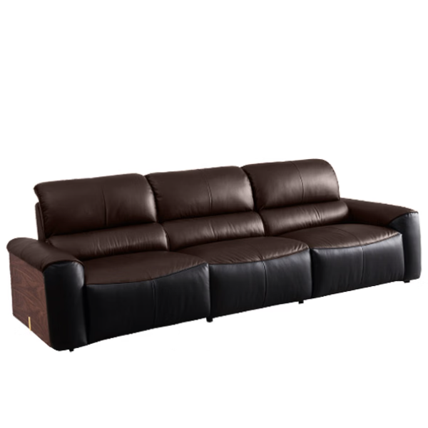 京东京造 山憩轻奢真皮沙发客厅头层牛皮直排大户型黑胡桃木纹固定位2.8m