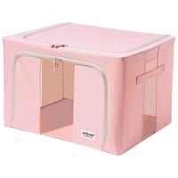 百草园 收纳箱可折叠 牛津布衣服储物箱布艺可折叠钢架整理箱 夜莺粉36L（单可视）