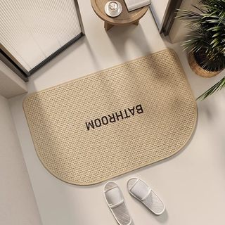 卫生间吸水地垫厕所洗手间速干门垫简约浴室防滑脚垫耐脏防摔地毯 织亚麻-梯形粉色BATHROOM