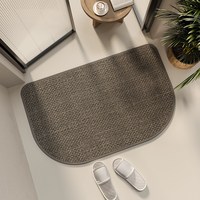 卫生间吸水地垫厕所洗手间速干门垫简约浴室防滑脚垫耐脏防摔地毯 织亚麻-梯形浅咖