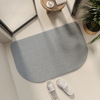 卫生间吸水地垫厕所洗手间速干门垫简约浴室防滑脚垫耐脏防摔地毯 织亚麻-梯形灰色