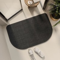 卫生间吸水地垫厕所洗手间速干门垫简约浴室防滑脚垫耐脏防摔地毯 织亚麻-梯形黑色