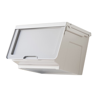 四万公里前开式收纳箱家用衣服玩具收纳盒河马口零食整理箱翻盖柜子 3个 象牙白【3个装】约放38个娃娃