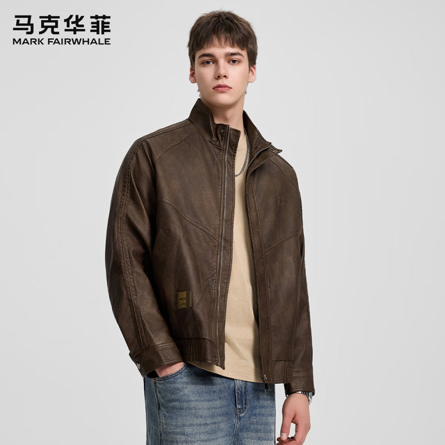马克华菲 休闲百搭秋季男士皮衣