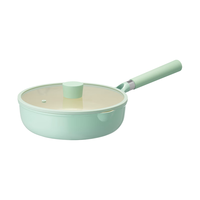 京东京造 平底锅 煎锅不粘陶瓷平底锅家用煎蛋牛排锅24cm绿色 【陶瓷0氟不粘】深煎锅24cm 绿