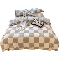 艾薇（AVIVI）被套单件儿童被罩单人被套双人被单单件被套被罩200x230cm 灰格熊 200*230cm（双人被套） 【磨毛保暖】灰格熊