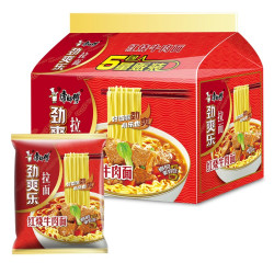 康师傅 鲜虾鱼板面整箱装方便面经典红烧香辣牛肉面速量贩食食品面泡面 劲爽乐 香辣牛肉面81g*5包