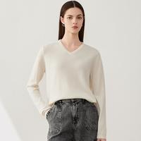 米皇 100%山羊绒V领显瘦纯色内搭女羊绒衫
